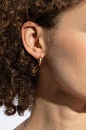 Versace Round Earrings With Greek Pattern, Mens, Gold