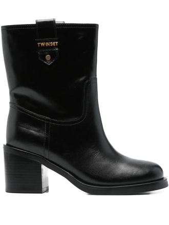 Twin-Set 70mm block-heel ankle boots - Black