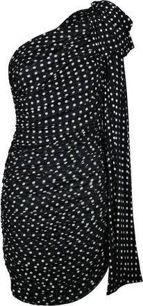 Patou Asymmetrische Mini-jurk met Polkadotprint - Dames - Feestkleedjes - Zwart - M - Leer - Kleedjes