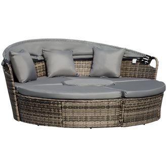 OUTSUNNY Garden Daybed with Table - Grey | TJ Hughes