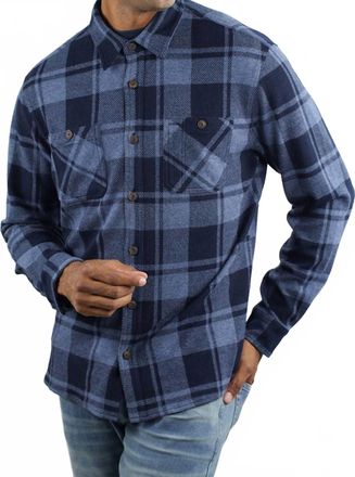Jachs NY Knit Flannel Shirt In Dark Navy Plaid