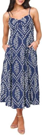 Gibsonlook Amanda Eyelet Cotton Sundress in Navy Eyelet at Nordstrom, Size X-Large