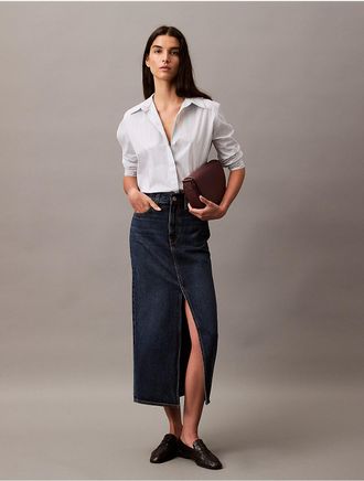 Calvin Klein Jeans Calvin Klein Womens Front Split Hem Maxi Denim Skirt - Blue - 25