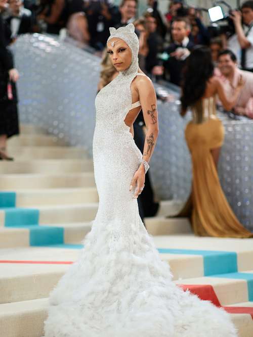 Dojo Cat wählte ihr Met Gala Outfit als Anlehnung von Karls geliebter Katze Choupette