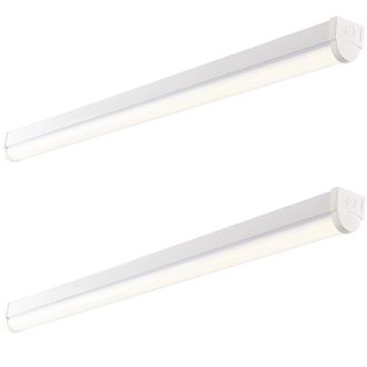 Loops 2 PACK 6ft High Lumen Batten Light - 68.5W Cool White LED - Gloss White & Opal
