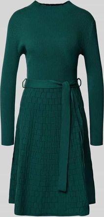 Apricot Kleid aus Viskose-Mix in Strick-Optik in Dunkelgruen, Größe XS