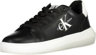 Calvin Klein Zwarte sportschoenen met stijlvolle print - Heren - Sneakers - Zwart - 40 EU - Leer - Schoenen
