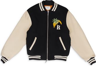 Rhude BLACK/CREAM GP VARSITY JACKET
