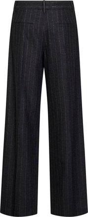 Brunello Cucinelli Womens Trousers Anthracite Wool-Blend Sequin Pinstripe Grey Virgin Wool