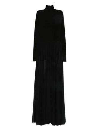 Norma Kamali long-sleeve pleated dress - women - Polyester/Elastane - M - Black