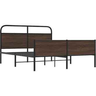 vidaXL Metal Bed Frame without Mattress Brown Oak 160x200 cm Vidaxl