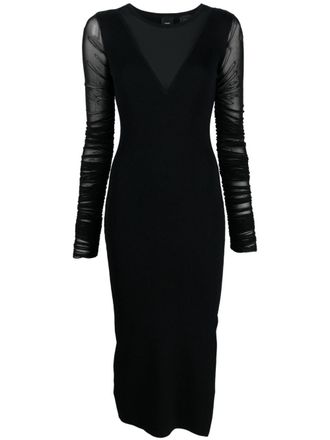Pinko panelled ribbed-knit midi dress - Black