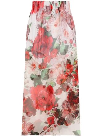 Dolce & Gabbana Midi-jurk met bloemenprint - Wit