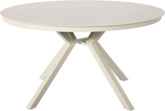 Sweeek Round garden table aluminum and glass seats 6 beige 140x140x74.5 cm - Orbis