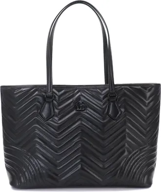Gucci Gg Marmont Black Leather Tote Bag (Pre-Owned)