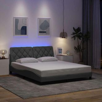 vidaXL Vidaxl - Estructura De Cama Con Led Sin Colch&oacute;n Gris Claro 160x200 Cm