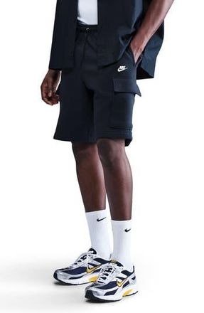 Nike Brushed Fleece Cargo Shorts in Obsidian/Obsidian/White at Nordstrom Rack, Size X-Small