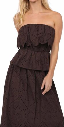 Sadie & Sage Double Vision Peplum Top In Dark Brown