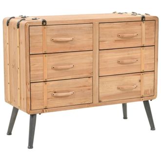 Berkfield Home Drawer Cabinet Solid Fir Wood 91x35x73 cm in Brown | Size: 91 x 35 x 73 cm
