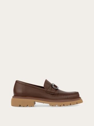 Ferragamo Men Gancini ornament loafer Brown Size 10.5