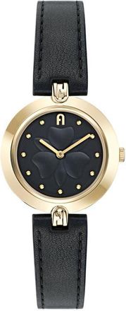 Furla Heritage Leather Strap Watch, 34mm in Yellow Gold at Nordstrom