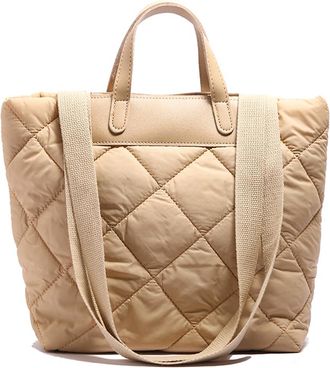 Generic Women Nylon Puffer Tote Bag with Inner Pocket Shoulder Bag Solid Color Handbag Satchel Bag for Work Travel (Khaki)
