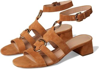 Cole Haan Lyanna Link Ankle Strap Sandals Womens Sandals Dark Caramel Suede : 5.5 B - Medium, Leather