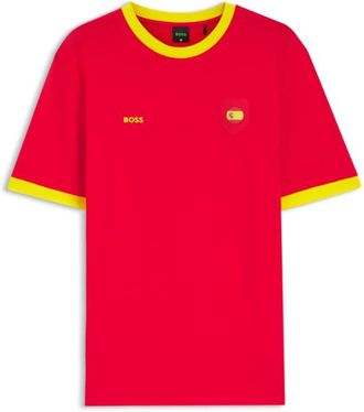 BOSS Stretch-cotton T-shirt with country flag and logo