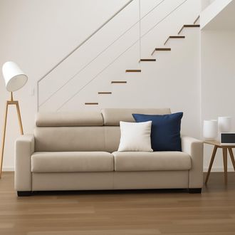 Dmora Talamo Italia - Sofa Cama Aisha, Sof&aacute; De 3 Plazas, 100% Made In Italy, Sof&aacute; De Sal&oacute;n Con Apertura Giratoria, Con Reposacabezas Ajustables Y Reposabraz