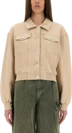 Moschino Beige Solid Shirt Collar Jacket