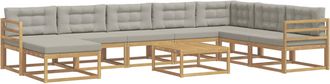 vidaXL Conjunto De Sof&aacute;s De Exterior 9 Uds. Blanco Y Gris Claro Vidaxl