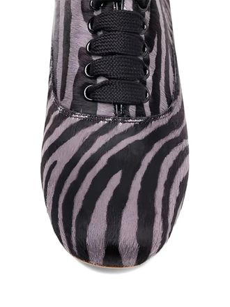 Hogan Zebra-Print Lace-Up Flat - Black