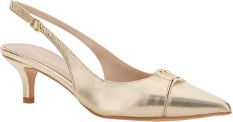 Twinset Womens Pumps Pointed Design Gold Fabric Metallic