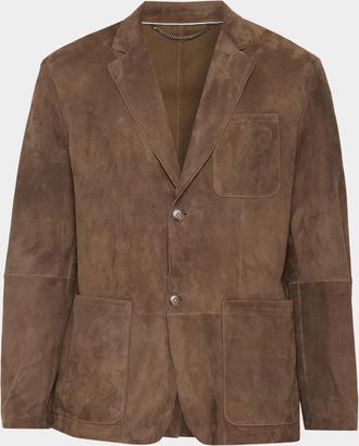 Canali Men & apos;s Single-Breasted Suede Blazer Jacket