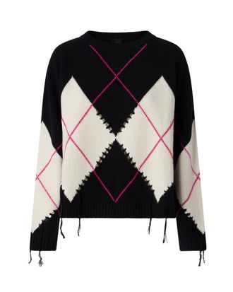Pinko Intricately Woven Black and White Argyle Sweater