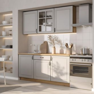 Puma Set Di Mobili Da Cucina Da Assemblare Loria 1,8 M, Grigio (ksetloria) - Naturel