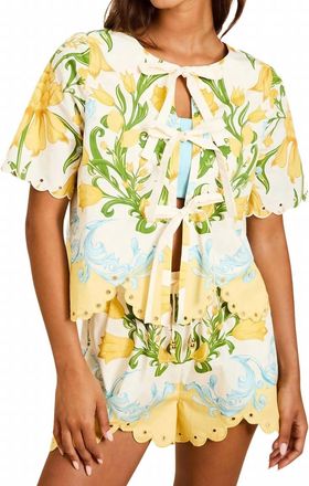 Mestiza New York Baja Convertible Tie Front Top In Yellow Blue