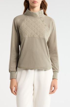 Swannies Ellis Mixed Media Pullover in Olive at Nordstrom, Size Xx-Large