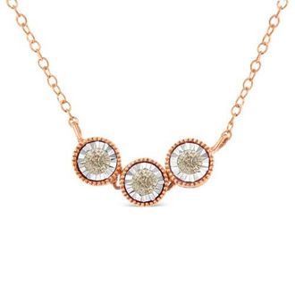 House of Brilliance 10K Gold Plated Silver 1/4 Cttw Champagne Diamond Triple Circle 18 Necklace in White at Nordstrom