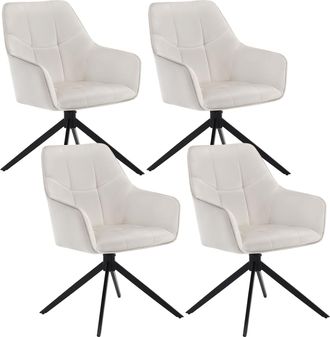 Woltu Woltu - Juego De 4 Sillas De Comedor Con Patas De Metal. Respaldo Y Asiento Giratorio. En Terciopelo Crema