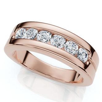 Pompeii3 Mens 5/8Ct Diamond 6-Stone Polished Wedding Ring Lab Grown 10k Gold