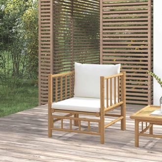 vidaXL Sof&aacute; De Jard&iacute;n Bamb&uacute; Con Cojines Blanco Crema Vidaxl