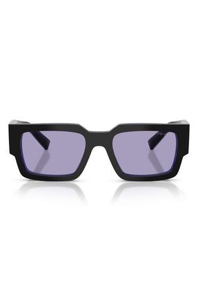 Prada 54mm Rectangular Sunglasses in Black/Purple /Violet at Nordstrom