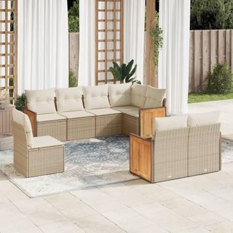 vidaXL Vidaxl - Juego De Sof&aacute;s De Jard&iacute;n Con Cojines Beige 8 Pzas Rat&aacute;n Pe