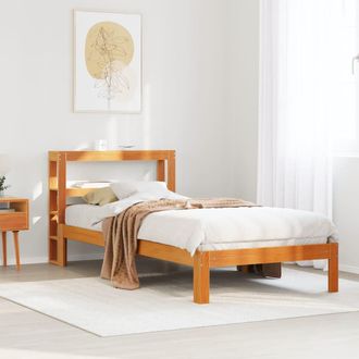 Berkfield Home Bed Frame without Mattress Wax Brown 75x190 cm Small Single Solid Wood Pine