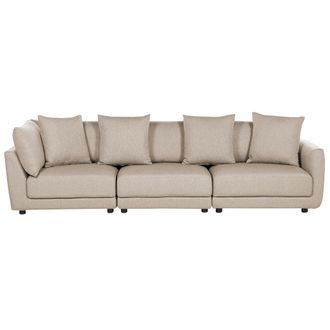 Beliani Beliani - Sof&aacute; Tapizado Cl&aacute;sico 3 Plazas Cojines Adicionales Tela Beige