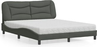 vidaXL Vidaxl - Cama Con Colch&oacute;n De Tela Gris Oscuro 160x200 Cm