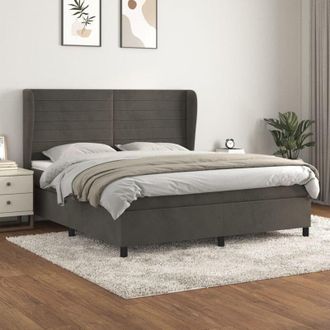 vidaXL Vidaxl - Cama Box Spring Con Colch&oacute;n Terciopelo Gris Oscuro 180x200 Cm