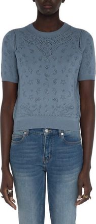 Zadig&Voltaire Dolly Bandana Pointelle Cotton Sweater in Sixtine at Nordstrom, Size X-Small