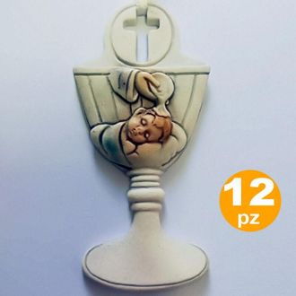 Trade Shop Trade Shop - Bomboniere Per Battesimo Bambino Calice Acqua Santa Bianco Ceramica Appendino